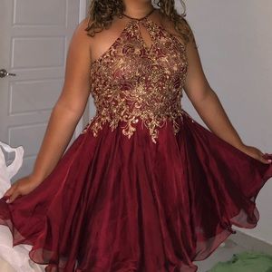 Red and Gold Elegant Dress
